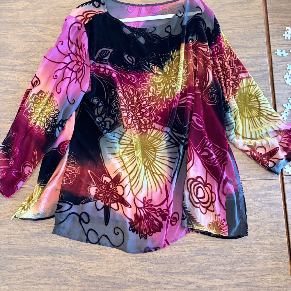 Harari velvet vintage Floral Multicolor Women's blouse